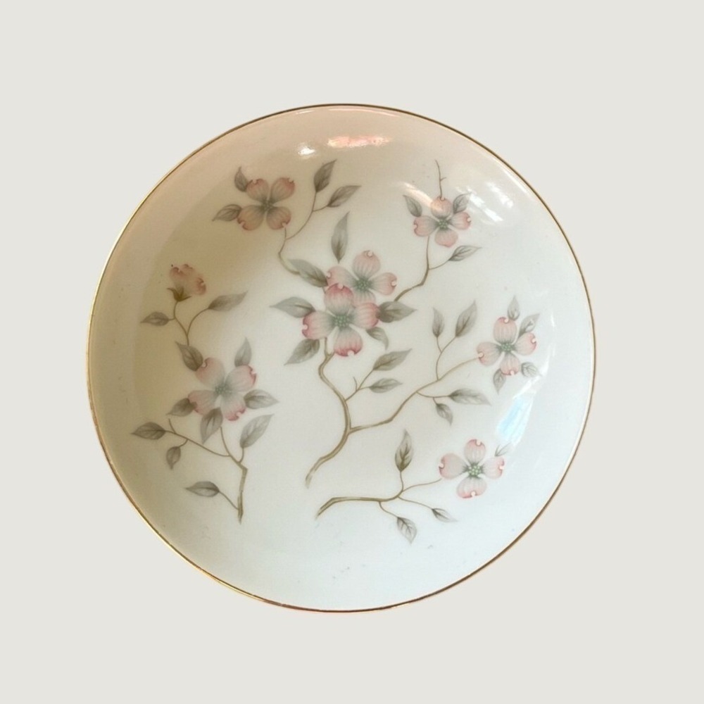Noritake Clearview 45/180 Fruit Dessert Bowl Pink Dogwood Floral Gold Trim